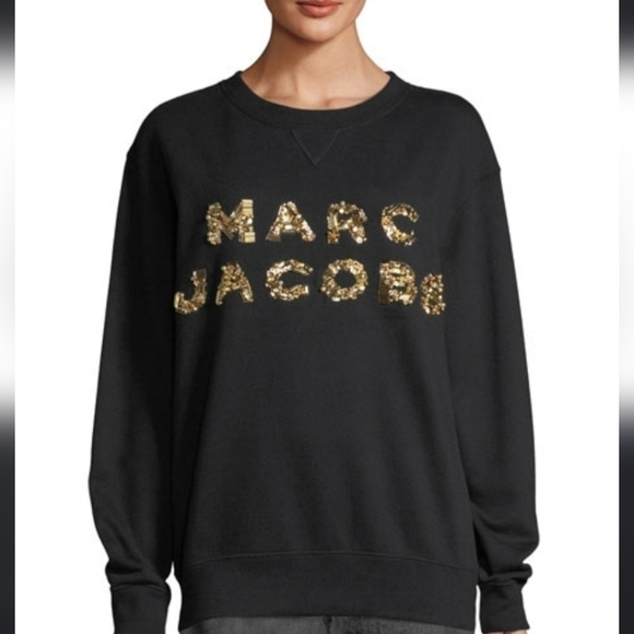 Marc Jacobs Beaded Logo Crewneck Sweatshirt Size XL - Picture 1 of 6